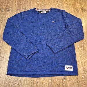 Men's Tommy Hilfiger Pullover Sweater Large knit blue heathered Preppy Layer